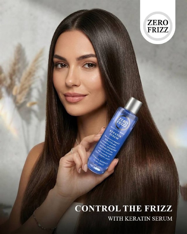 ZERO FRIZZ Keratin سيرم زيرو فريز Serum بيقلل الهيشان، بيديكي لمعة طبيعية، وبيحمي شعرك طول اليوم.